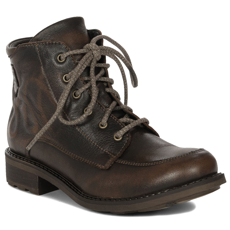 Maciejka Leather Lace-Up Warm Ankle Boots Brown 07063-02/00-8