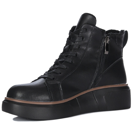 Filippo Women's Leather Ankle Boots on a Platform, Insulated, Black