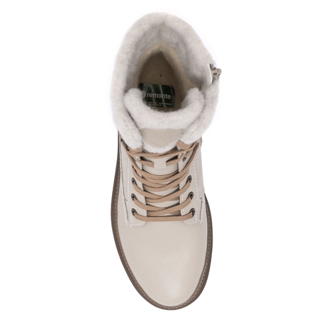 Remonte Leather Warm-Lined Ankle Boots With Side Zip Beige D0C77-60-BE