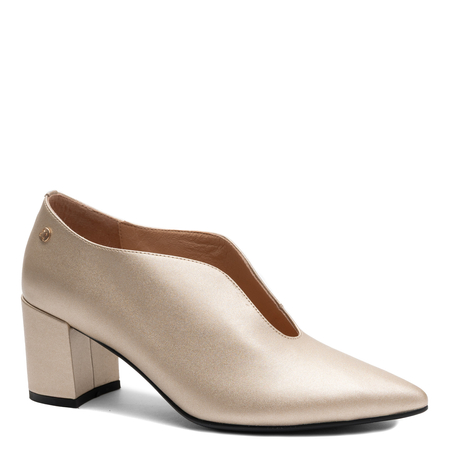 Maciejka Leather Asymmetric Heeled Pumps Pointed Toe Gold K7469-26/00-1