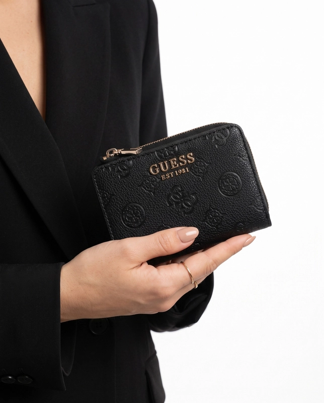 Guess Blake Portfel Damski Kompaktowy Czarny PD2222156-BLACK LOGO