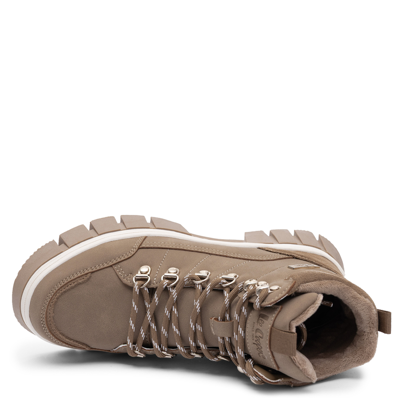 Lee Cooper Modne Ocieplane Trzewiki Damskie Na Platformie Brązowe LCJ-26-31-4582LA