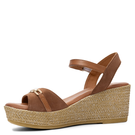 Maciejka Leather Wedge Sandals With Adjustable Ankle Strap Brown P7494-29/00-1