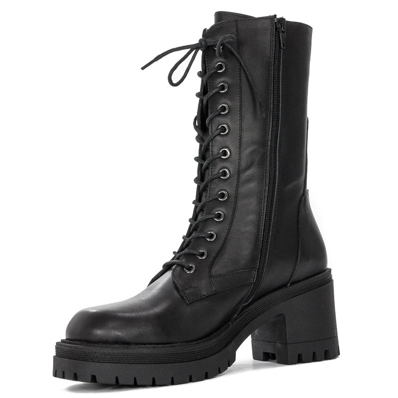 CAFENOIR Women's leather ankle boots Nero black