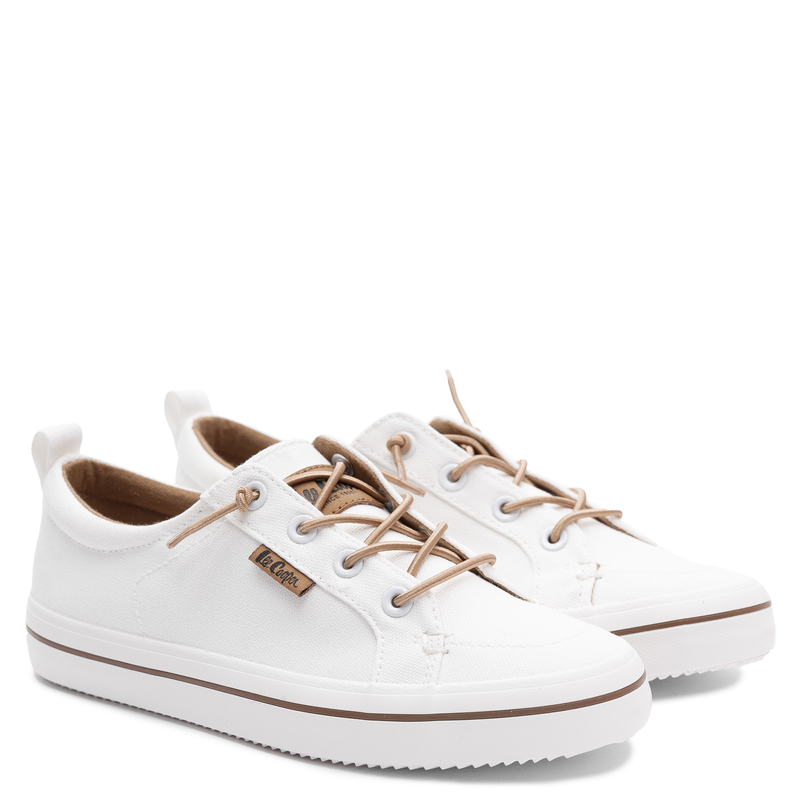 Lee Cooper Modne Wsuwane Trampki Z Elastycznymi Sznurówkami Białe LCW-26-02-4058L