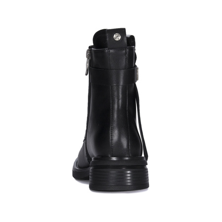 Maciejka Leather Lace-Up Ankle Boots Side Zipper Black N3113-01/00-8N3113-01/00-8