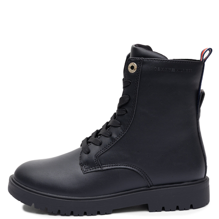 Tommy Hilfiger Modne Sznurowane Trzewiki Damskie Z Zamkiem Czarne T3A5-35157-BK