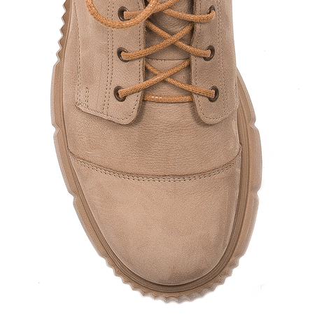 Maciejka Women's boots, leather, nubuck, openwork beige