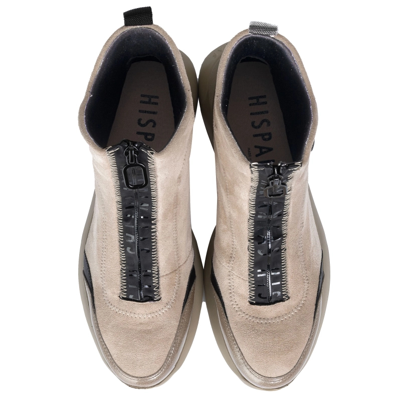 Hispanitas Platform Ankle Boots with Front Zipper Beige HI233016-C008