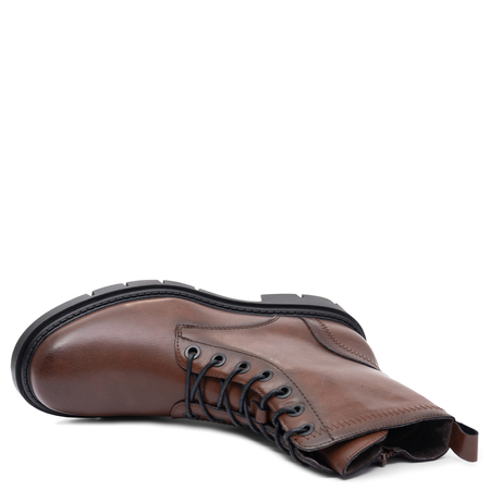 Stylish Brown Lace-Up Ankle Boots On A Chunky Sole TR-04-S Brown