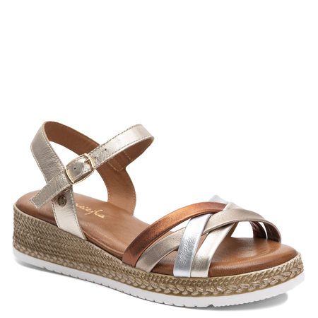 Maciejka Leather Metallic Sandals Wedge Strap Gold-Silver-Copper P7503-25/00-1