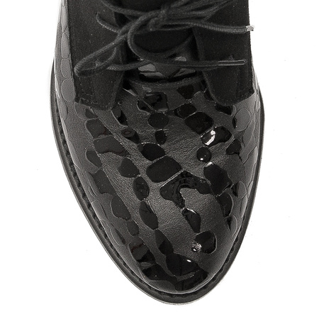 Maciejka Trzewiki damskie ocieplane na obcasie czarne