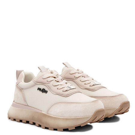 Filippo Skórzane Sneakersy Na Platformie Z Pastelowymi Wstawkami Beżowo-Różowe DP7754-26-BE