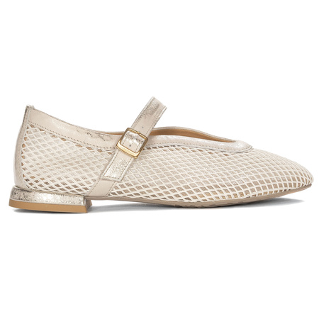 Maciejka Women's White and Gold Ballerinas