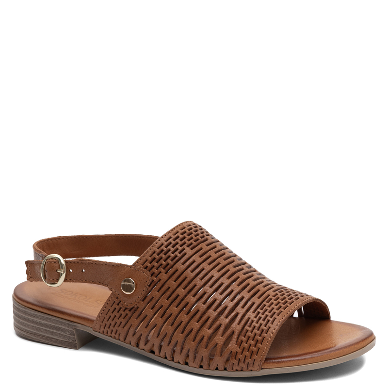 T.Sokolski Leather Cut-Out Flat Sandals Brown KU-226-803