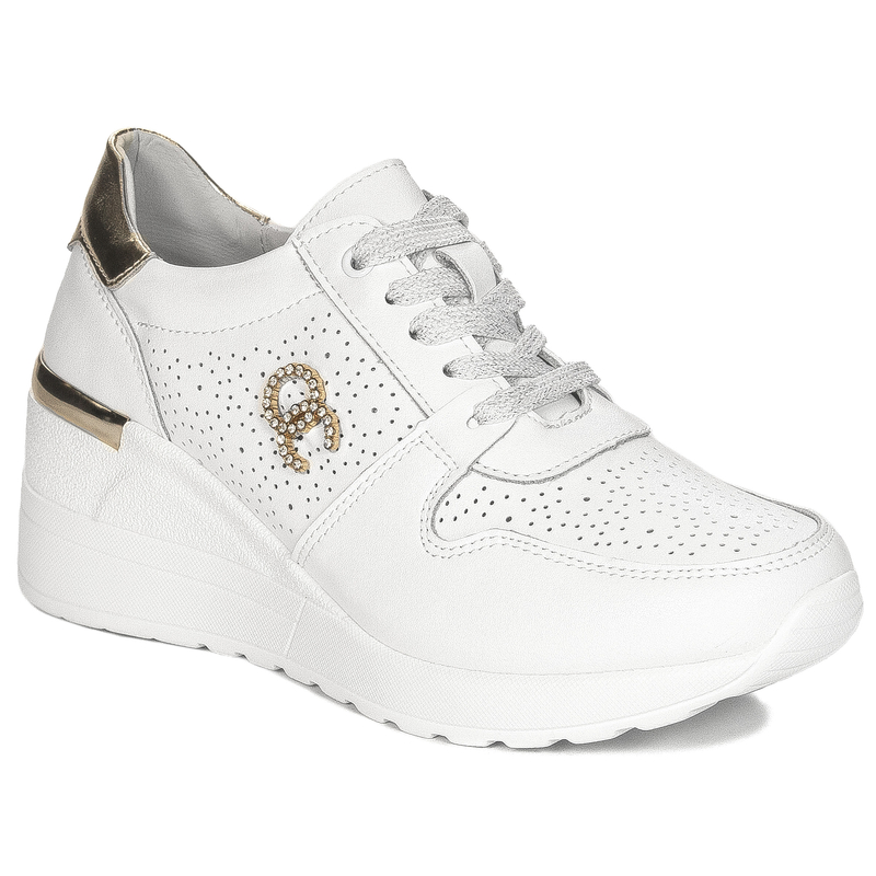 S.Barski Sneakersy damskie na platformie biało-złote