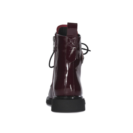 Maciejka Patent Leather Lace-Up Ankle Boots Side Zip Burgundy N3131-23/00-8