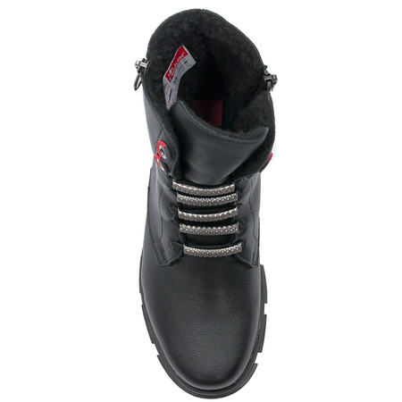 Botki damskie Rieker Y7172-00 Black ocieplane Czarne