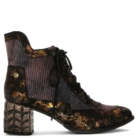 Maciejka Botki Damskie Skórzane Brąz + Bordo