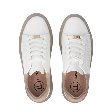 Filippo Skórzane Sneakersy Damskie Półbuty Na Platformie Białe DP7502-26-WH