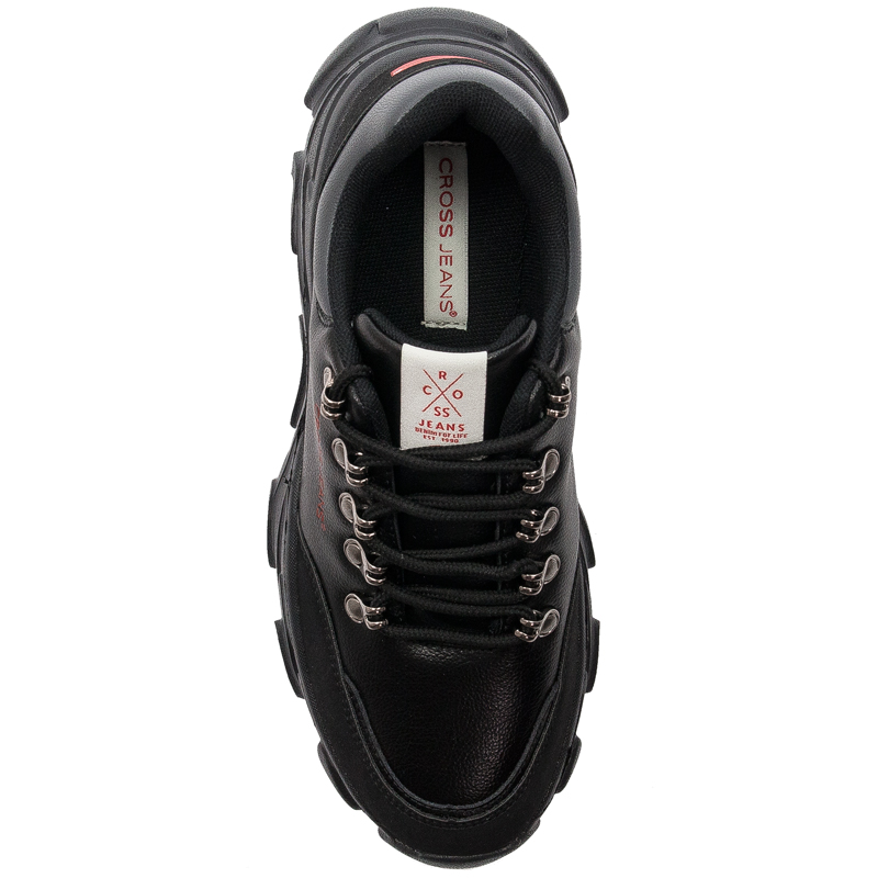 Cross Jeans Sneakersy damskie na platformie Black czarne