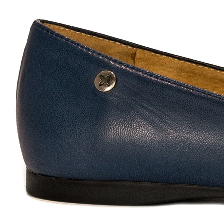 Maciejka Leather Multicolour Ballet Flats With Tassels Navy Blue 04016-17/00-5