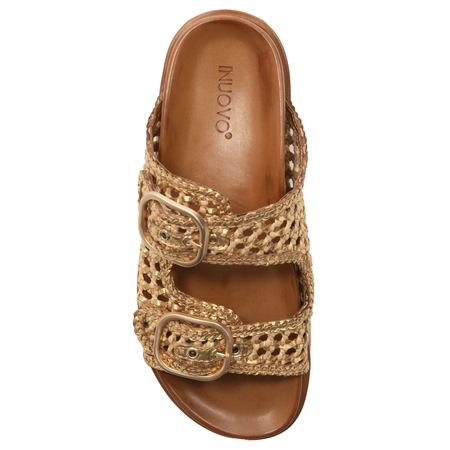 Inuovo Women's Leather Flip-Flops Gold