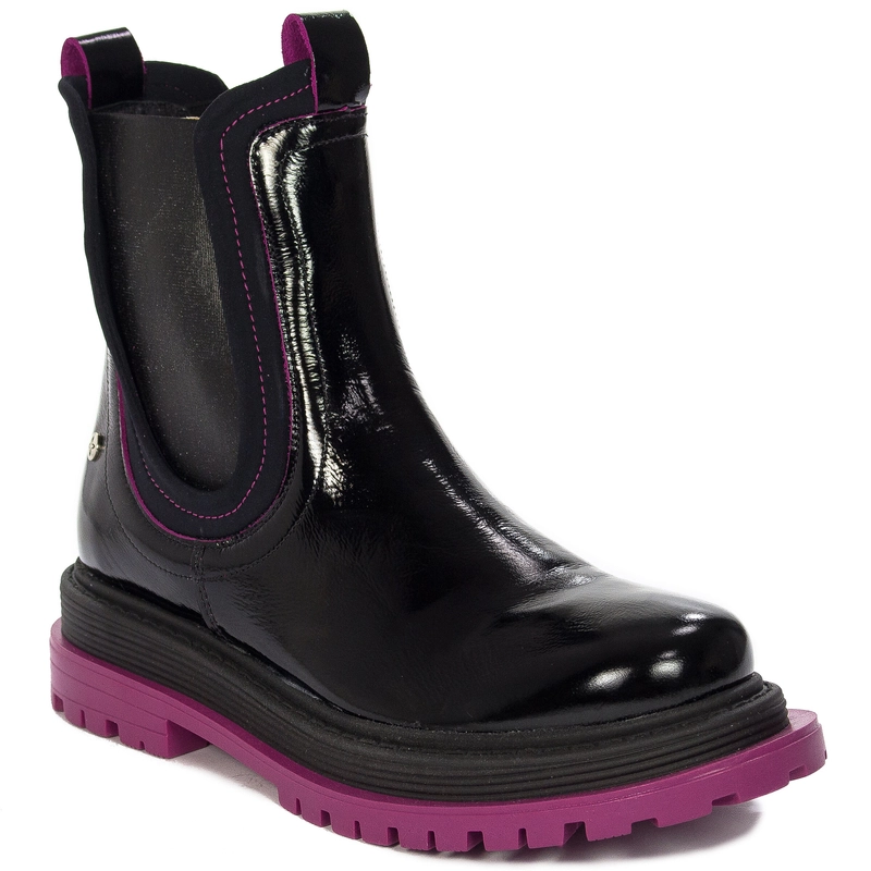 Maciejka Women's Black and Fuxia Details Leather Boots