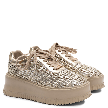 Goe Sneakersy na Platformie Złote Ażurowe TT2N4044