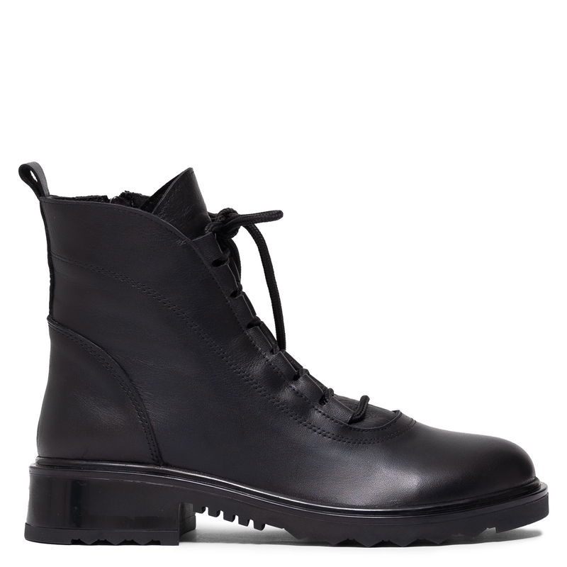 Boccato Women's Leather Lace-Up Ankle Boots Insulated Black 342-60-R014