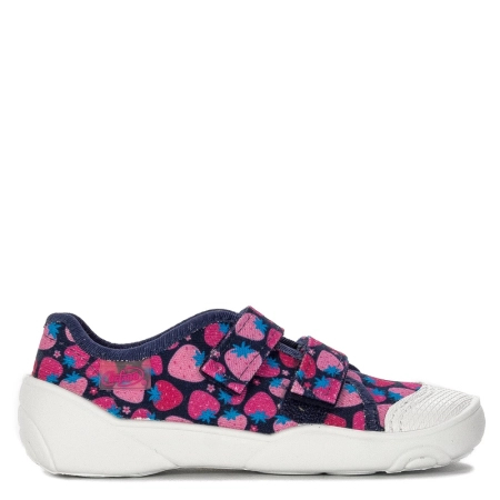 Befado Children's shoes for girls with Velcro Speedy Navy Blue + Pink
