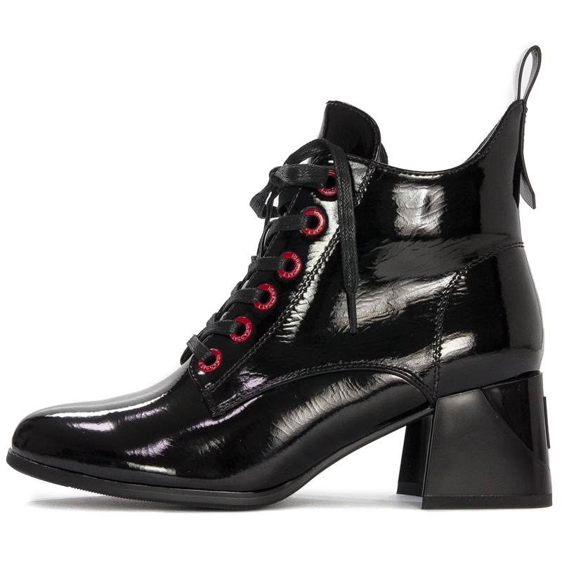 S.Barski Women's boots ankle boots black lacquered