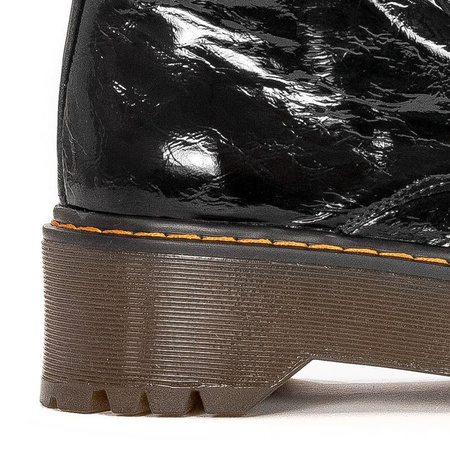 Trzewiki damskie Maciejka na platformie Czarny lakier