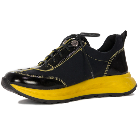 Maciejka Platformowe Sneakersy Z Lakierowanymi Wstawkami Czarno-Żółte 06295-01/00-8