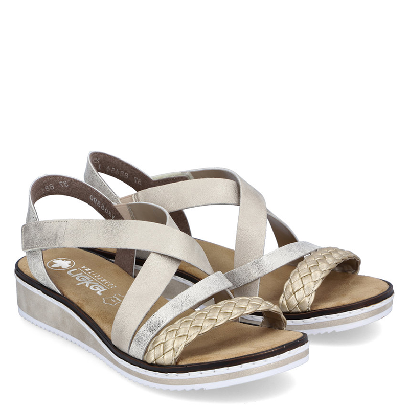 Rieker Comfortable Platform Sandals Gold V3663-90