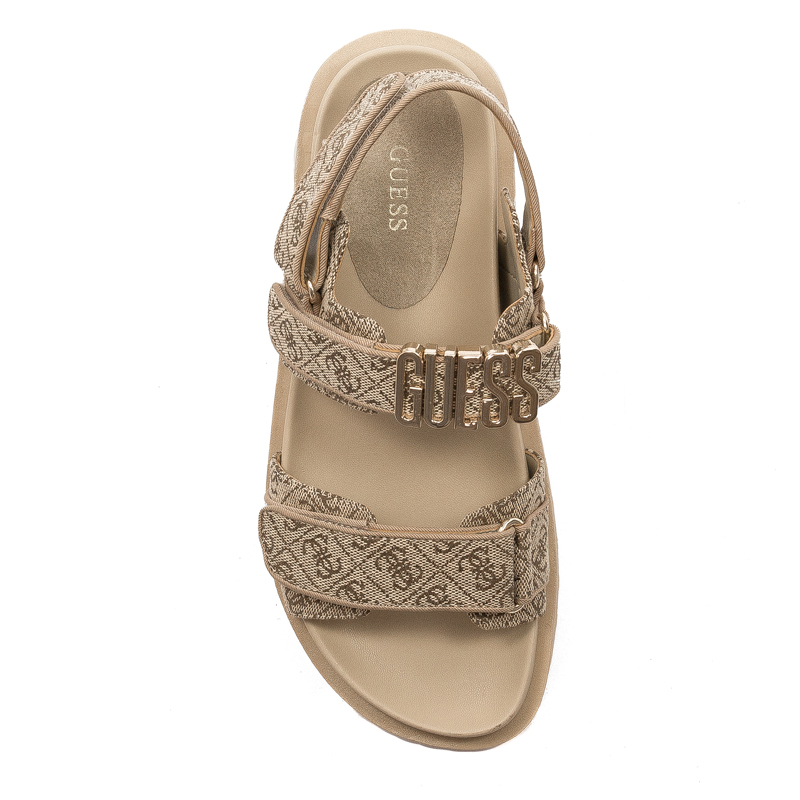 Guess Women’s Logo Sandals on a Platform Beige and Brown FL6FBSFAL03-BEIBR