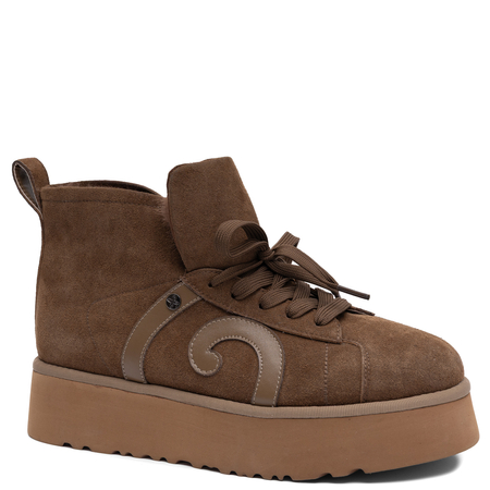 Maciejka Women's Light Brown Suede Platform Ankle Boots Laced Warm Winter Boots K7872-14/00-4