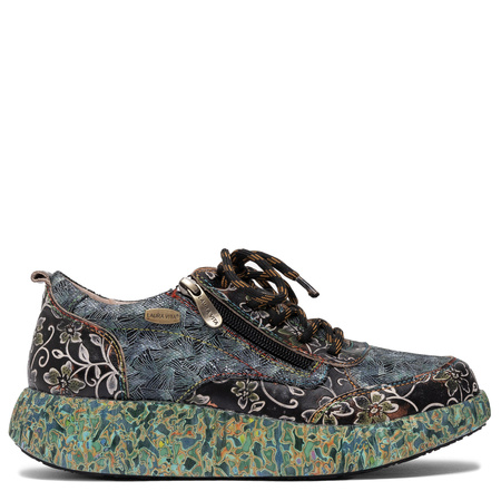 Laura Vita Leather Platform Sneakers With Side Zip Indigo NIKITO-062-INDIGO