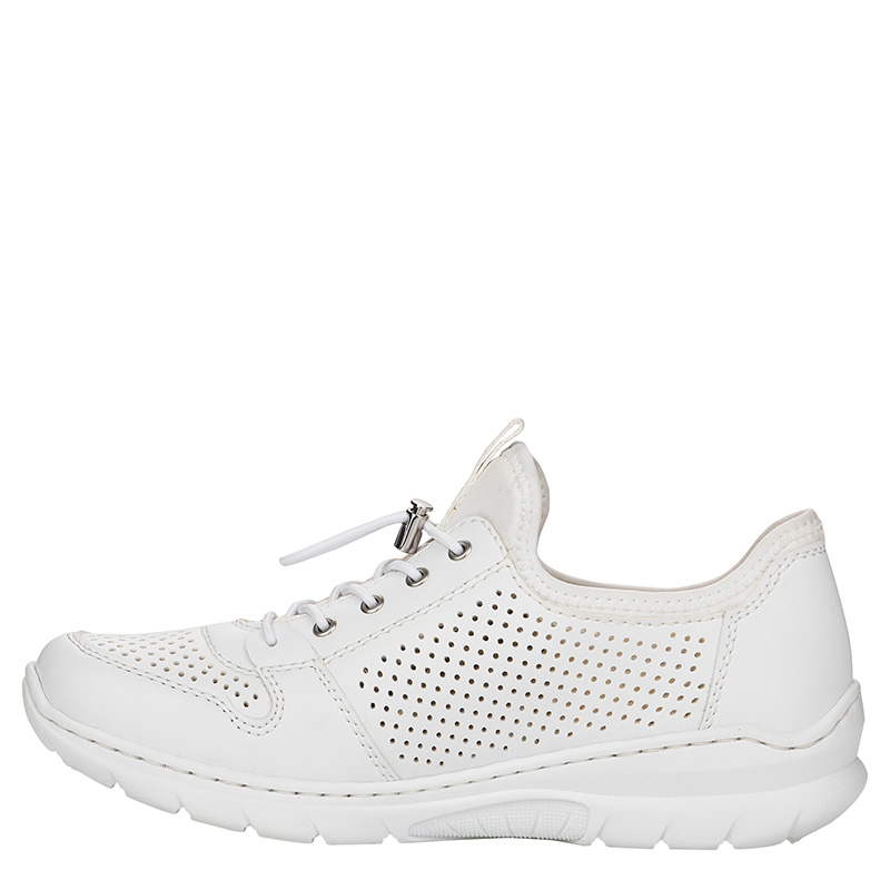 Rieker Perforowane Komfortowe Sneakersy Biało-Złote L3254-80