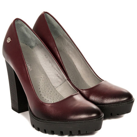 Maciejka Leather Platform Pumps Burgundy 02629-23-00-1
