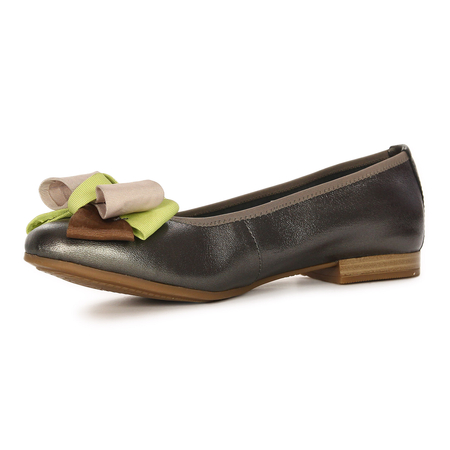 Maciejka Leather Elegant Ballerinas With Bow Green P6801-20/00-0