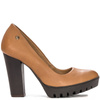 Maciejka Leather Pumps on Block Heel and Platform Brown 02629-29-00-1