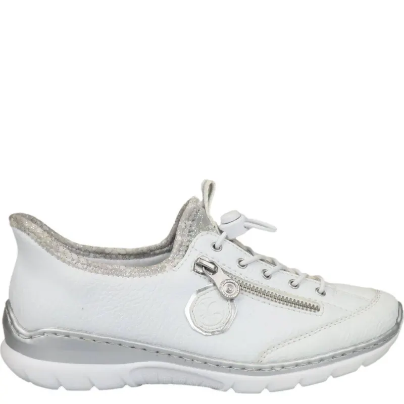 Rieker Women's White And Silver Sneakers