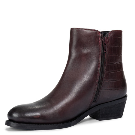 Maciejka Leather Ankle Boots Block Heel Bordeaux H7170-23/00-7