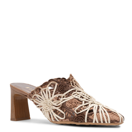 Hispanitas Woven Heeled Mules Floral Cutouts Brown HV264800-NATURALE