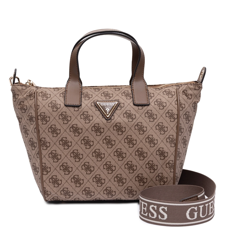 Guess Elegancka Torebka Klasyczna do Ręki i na Ramię Monogram Beżowa TWNB2168019-LATTE