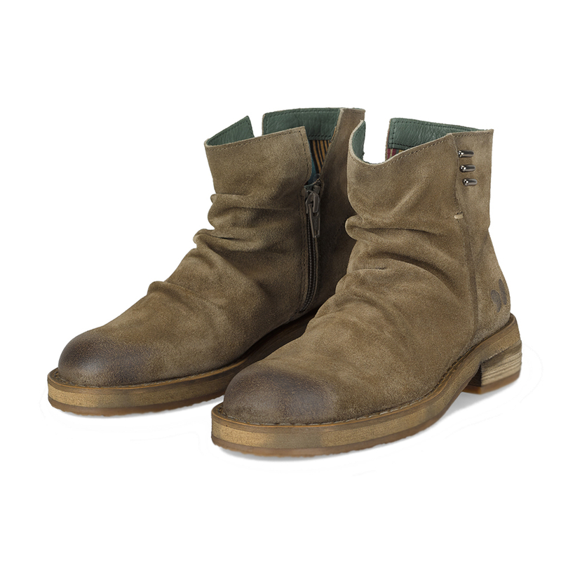Felmini Women's Leather Ankle Boots Beige