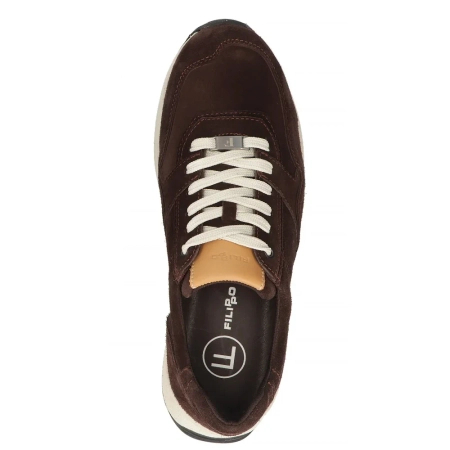 Filippo Men's Leather Sneakers With Cream Sole Dark Brown MP8275-26-D-BR