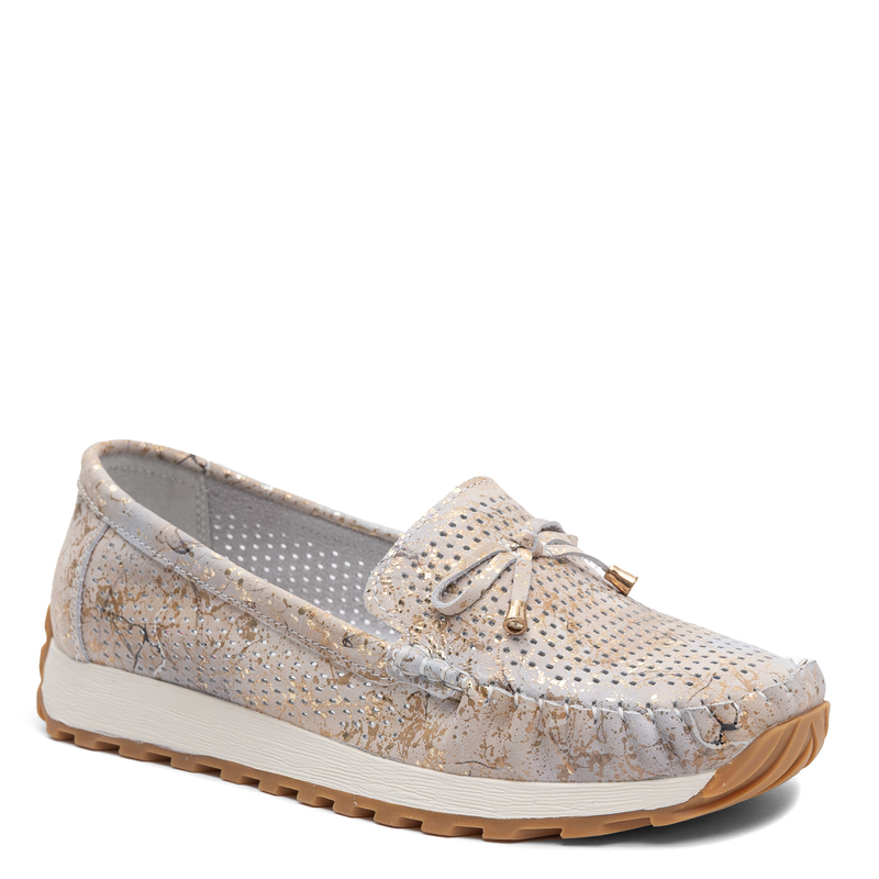 Artiker Leather Perforated Lightweight Loafers Beige Gold 58C0130