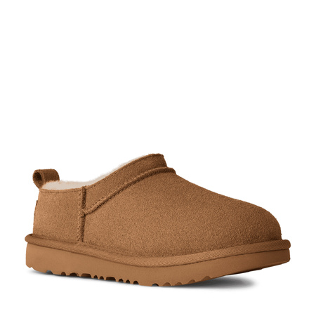 UGG Kids Classic Micro Leather Shearling-Lined Slip-On Flats Girls Chestnut 1174410K-CHE